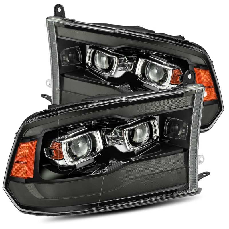 AlphaRex 09 - 18 Dodge Ram 1500HD PRO - Series Proj Headlights Plank Style Black w/Seq Signal/Smoked DRL - CPC Performance