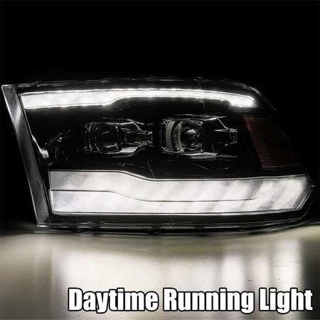 AlphaRex 09 - 18 Dodge Ram 1500HD PRO - Series Projector Headlights Plank Style Black w/Seq Signal/DRL - CPC Performance