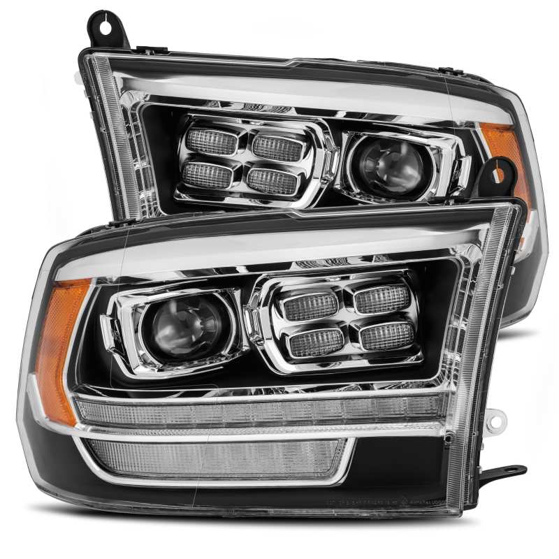 AlphaRex 09 - 18 Dodge Ram 2500 LUXX LED Proj Headlights Plank Style Black w/Activ Light/DRL - CPC Performance