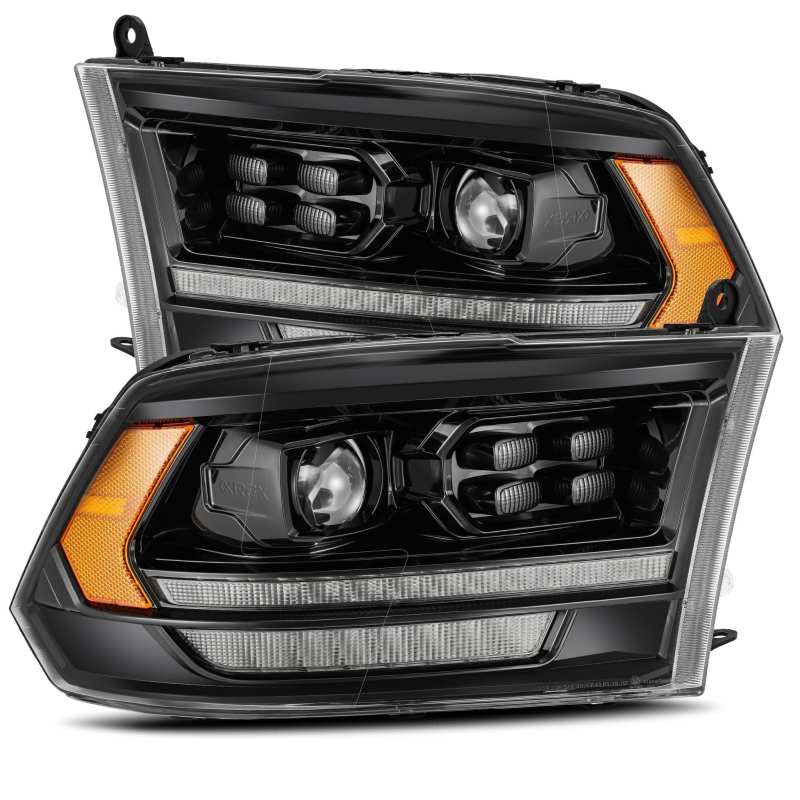 AlphaRex 09 - 18 Dodge Ram 2500HD LUXX LED Proj Headlights Plank Style Black w/Seq Signal/Smoked DRL - CPC Performance