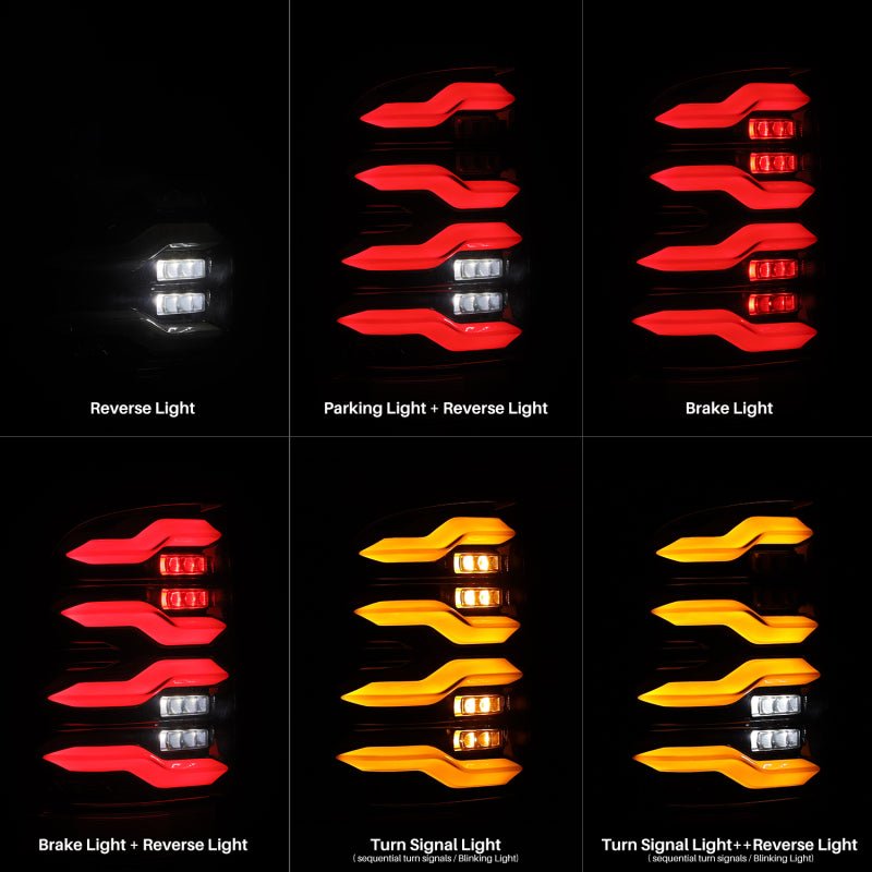 AlphaRex 09 - 18 Dodge Ram Luxx - Series LED Tail Lights Black w/ Activation Light & Sequential Signal - CPC Performance
