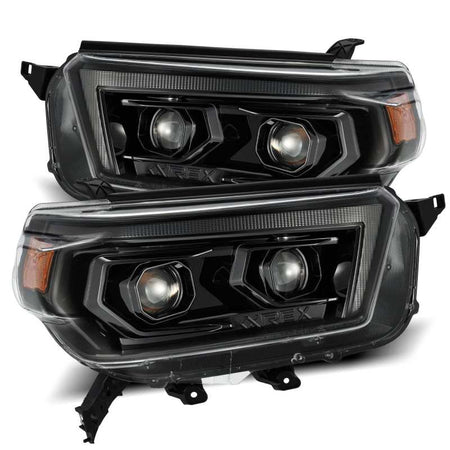 AlphaRex 10 - 13 Toyota 4Runner LUXX LED Proj Headlights Plank Style Alpha Black w/Seq Signal/DRL - CPC Performance