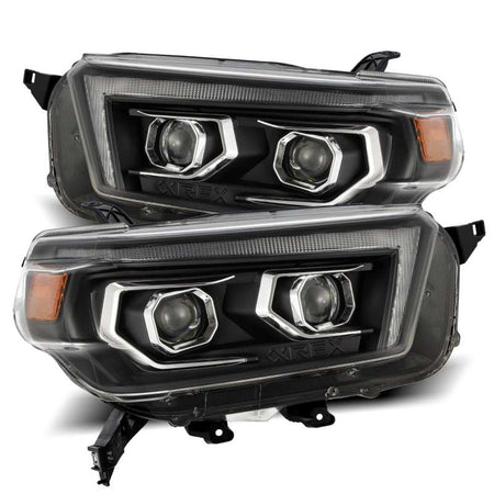 AlphaRex 10 - 13 Toyota 4Runner LUXX LED Proj Headlights Plank Style Black w/Seq Signal/DRL - CPC Performance