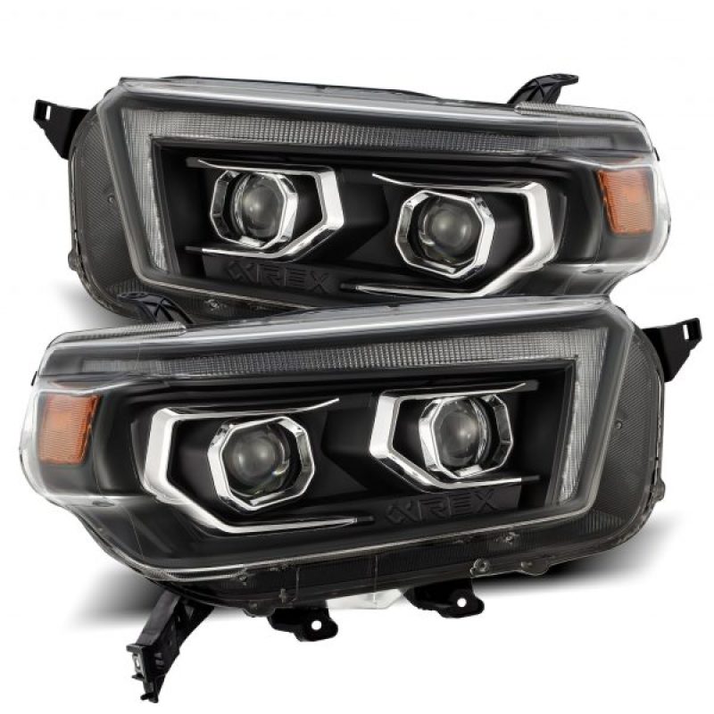 AlphaRex 10 - 13 Toyota 4Runner LUXX LED Proj Headlights Plank Style Black w/Seq Signal/DRL - CPC Performance