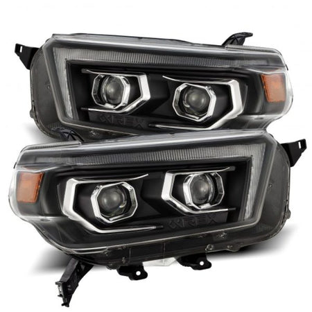 AlphaRex 10 - 13 Toyota 4Runner LUXX LED Proj Headlights Plank Style Black w/Seq Signal/DRL - CPC Performance