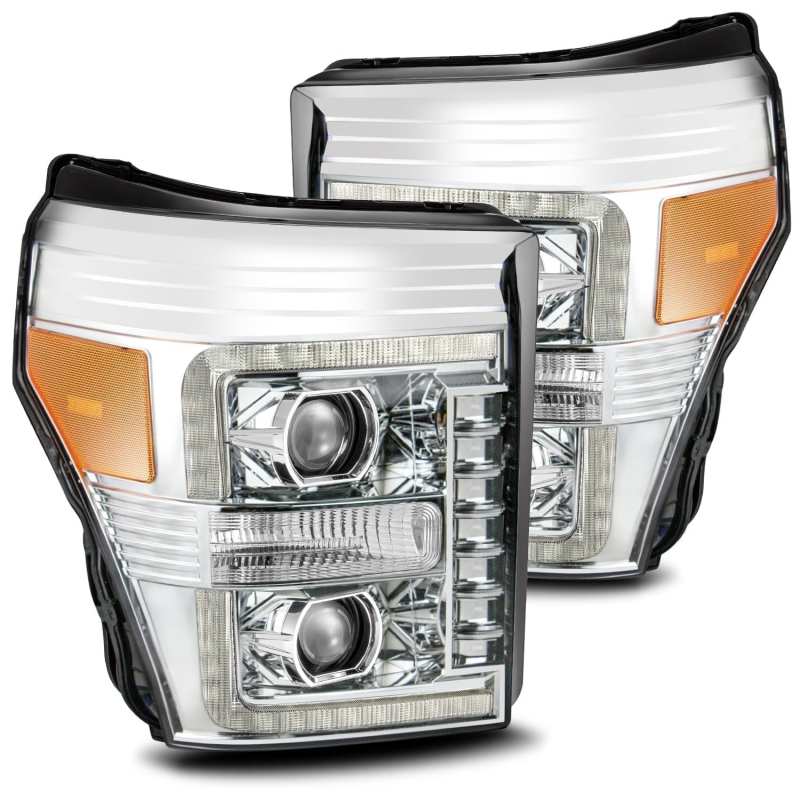 AlphaRex 11 - 16 Ford F - 250 SD PRO - Series Projector Headlights Plank Style Design Chrome w/Seq Signal - CPC Performance