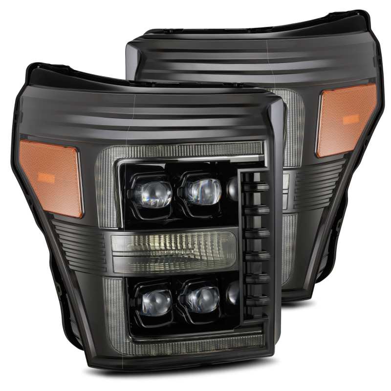 AlphaRex 11 - 16 Ford F - 350 SD NOVA LED Proj Headlights Plank Style Alpha Blk w/Activ Light/Seq Signal - CPC Performance