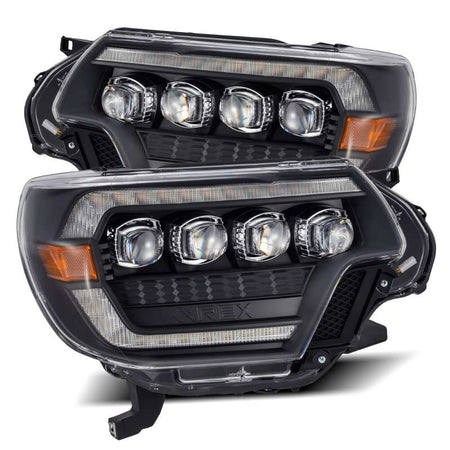 AlphaRex 12 - 15 Toyota Tacoma NOVA LED Proj Headlights Plank Style Black w/Activ Light/Seq Signal/DRL - CPC Performance
