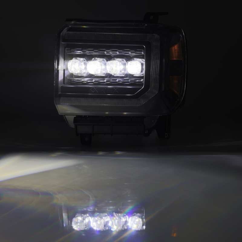 AlphaRex 14 - 18 GMC Sierra NOVA LED Proj Headlights Plank Style Black w/Activ Light/Seq Signal/DRL - CPC Performance