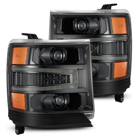 AlphaRex 16 - 18 Chevy 1500HD LUXX LED Proj Headlights Alpha - BK w/Seq Atv Lgt / SeqSig (Req PN 810023) - CPC Performance