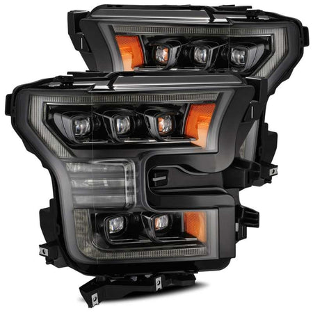 AlphaRex 17 - 20 Ford Raptor NOVA LED Proj Headlights Plank Style Alpha Black w/Activ Light/Seq Signal - CPC Performance