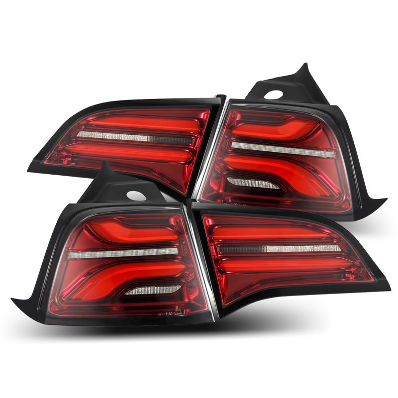 AlphaRex 17 - 22 Tesla Model 3 PRO - Series LED Tail Lights Red Smoke w/Seq Sig - CPC Performance