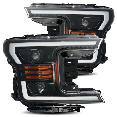 AlphaRex 18 - 19 Ford F - 150 PRO - Series Proj Headlights Plank Style Gloss Blk w/Activ Light/Seq Signal - CPC Performance