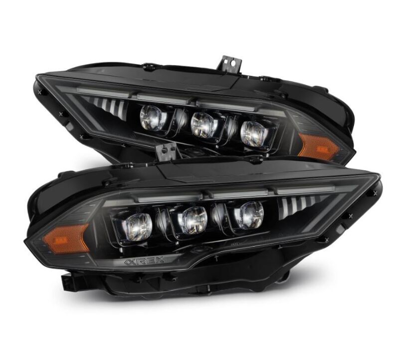 AlphaRex 18 - 20 Ford Mustang NOVA LED Proj Headlights Alpha - Black w/Activ Light/Seq Signal/Switch DRL - CPC Performance