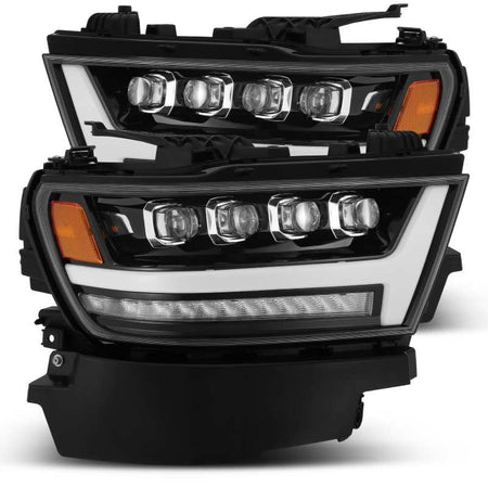AlphaRex 19 - 20 Ram 1500HD NOVA LED Proj Headlights Plank Style Gloss Blk w/Activ Lght/Seq Signal/DRL - CPC Performance