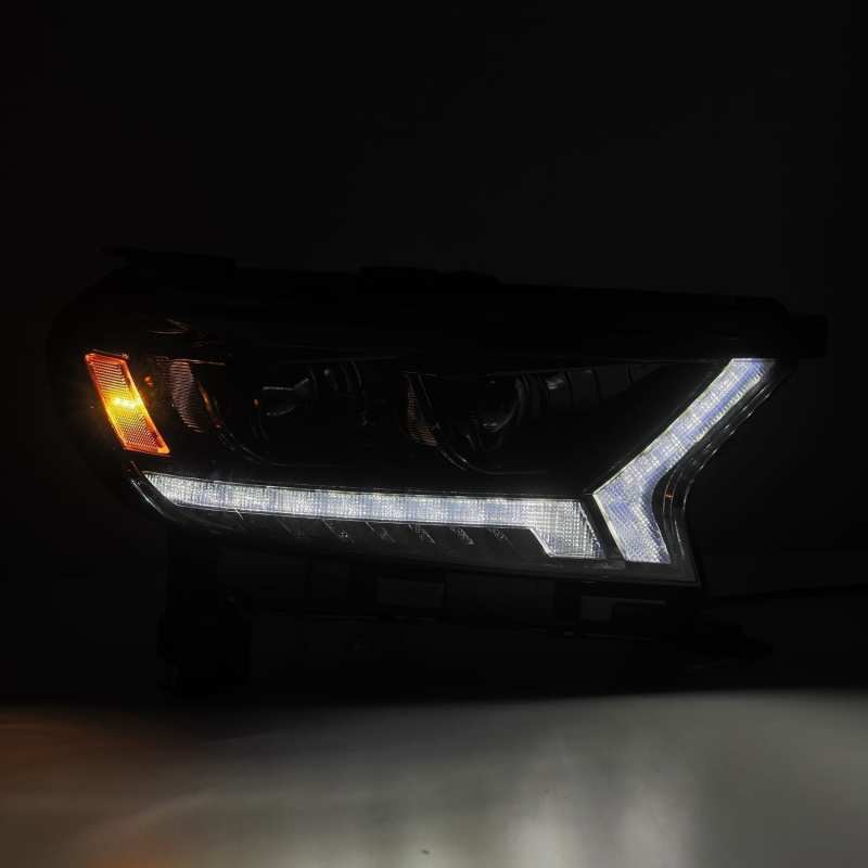 AlphaRex 19 - 21 Ford Ranger LUXX LED Proj Headlights Plank Style Alpha Black w/Seq Signal/DRL - CPC Performance