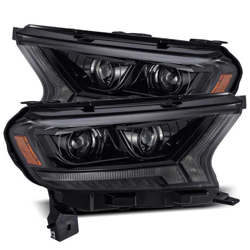 AlphaRex 19 - 21 Ford Ranger LUXX LED Proj Headlights Plank Style Alpha Black w/Seq Signal/DRL - CPC Performance