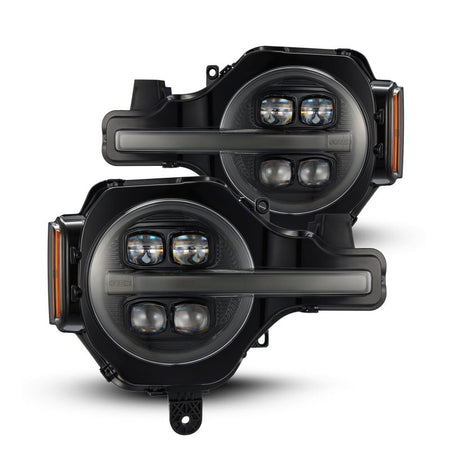 AlphaRex 21 - 23 Ford Bronco NOVA LED Proj Headlights Alpha - Black w/Activ Light/Seq Signal/DRL - CPC Performance