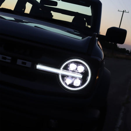 AlphaRex 21 - 23 Ford Bronco NOVA LED Projector Headlights Black - CPC Performance