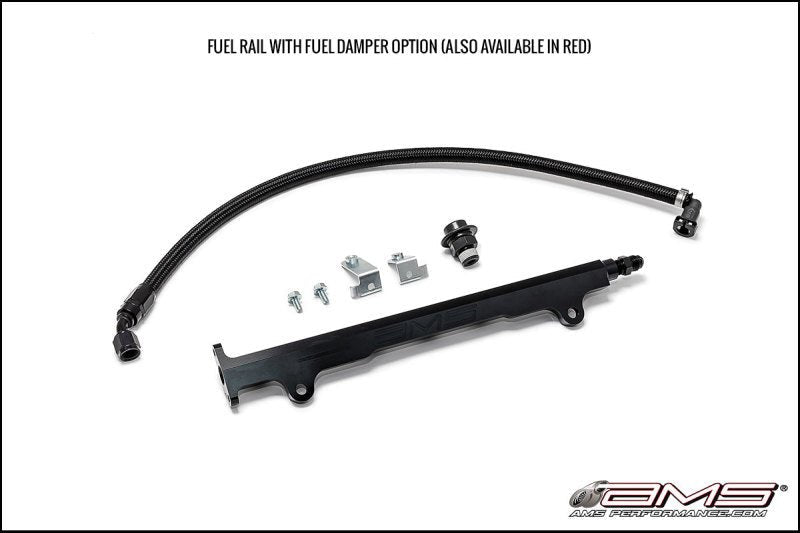AMS Performance 08 - 15 Mitsubishi EVO X CNC Machined Aluminum Fuel Rail w/Pulsation Dampener - Black - CPC Performance