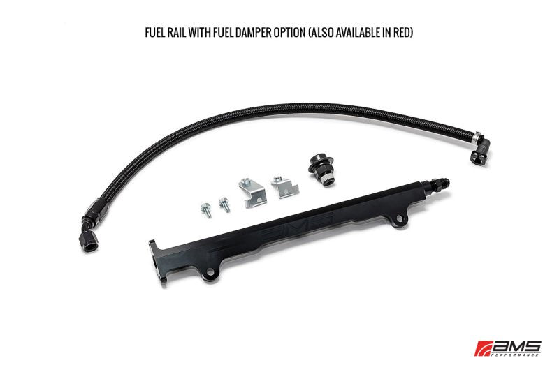 AMS Performance 08 - 15 Mitsubishi EVO X CNC Machined Aluminum Fuel Rail w/Pulsation Dampener - Red - CPC Performance