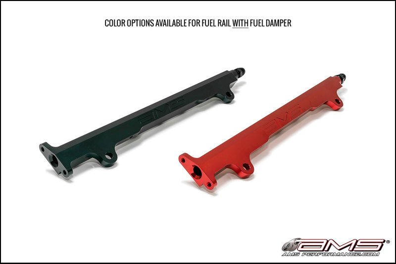 AMS Performance 08 - 15 Mitsubishi EVO X CNC Machined Aluminum Fuel Rail w/Pulsation Dampener - Red - CPC Performance