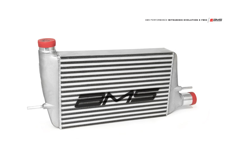 AMS Performance 08 - 15 Mitsubishi EVO X Front Mount Intercooler w/Modular Cast End Tanks & Logo - CPC Performance