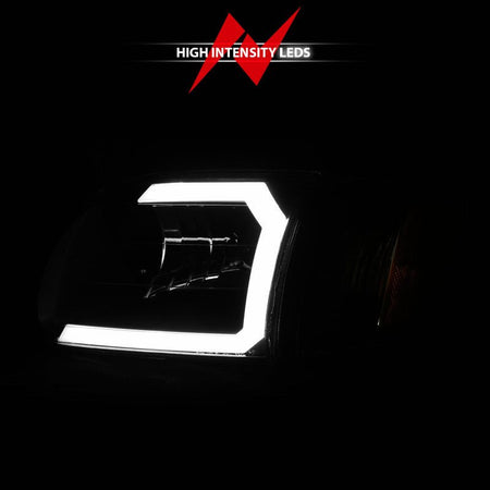 ANZO 00 - 04 Toyota Tundra (Fits Reg/Acc Cab Only) Crystal Headlights w/Light Bar Black w/Corner Light - CPC Performance