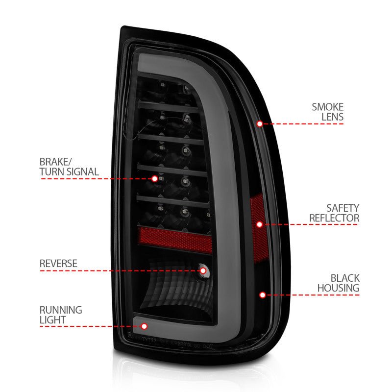 ANZO 00 - 06 Toyota Tundra (Std. Bed/Reg Cab) LED Taillights w/Light Bar Black Housing Smoke Lens - CPC Performance