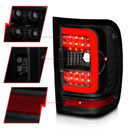ANZO 01 - 11 Ford Ranger LED Taillights - Black Housing w/ Smoke Lens & Light Bar - CPC Performance