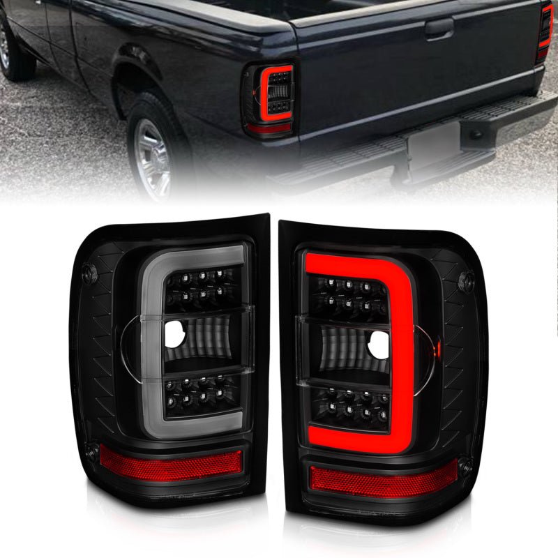 ANZO 01 - 11 Ford Ranger LED Taillights - Black Housing w/ Smoke Lens & Light Bar - CPC Performance