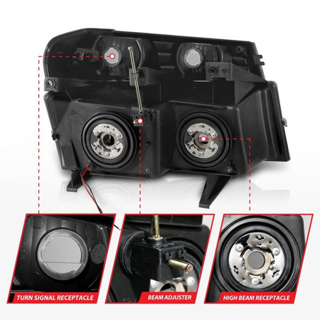 ANZO 04 - 12 GM Colorado/Canyon/I - Series Crystal Headlights - w/ Light Bar Black Housing 4pcs - CPC Performance