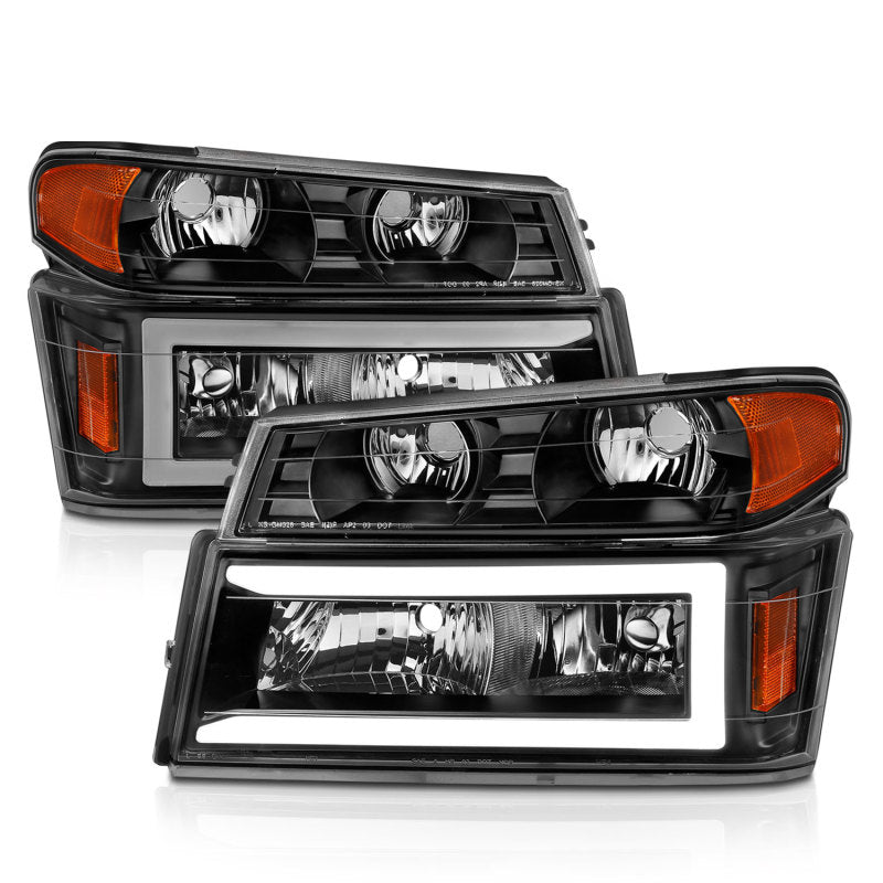 ANZO 04 - 12 GM Colorado/Canyon/I - Series Crystal Headlights - w/ Light Bar Black Housing 4pcs - CPC Performance