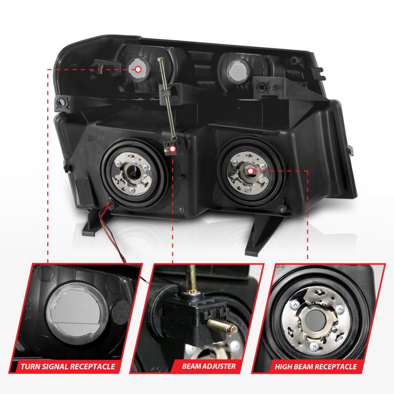 ANZO 04 - 12 GM Colorado/Canyon/I - Series Crystal Headlights - w/ Light Bar Black Housing 4pcs - CPC Performance