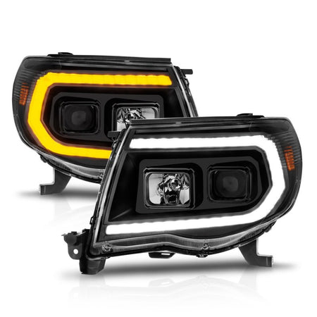 ANZO 05 - 11 Toyota Tacoma Projector Headlights w/Light Bar Switchback Black Housing - CPC Performance