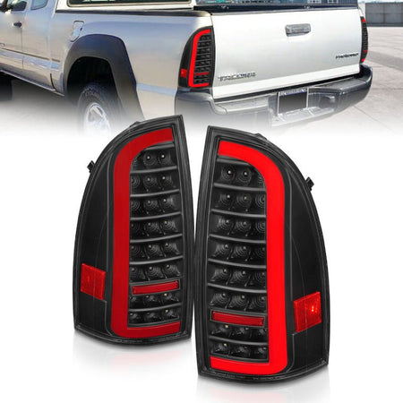 ANZO 05 - 15 Toyota Tacoma Full LED Tail Lights w/Light Bar Sequential Black Housing Clear Lens - CPC Performance