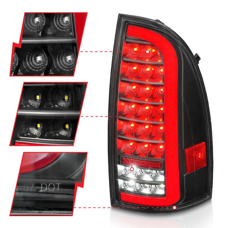 ANZO 05 - 15 Toyota Tacoma Full LED Tail Lights w/Light Bar Sequential Black Housing Clear Lens - CPC Performance