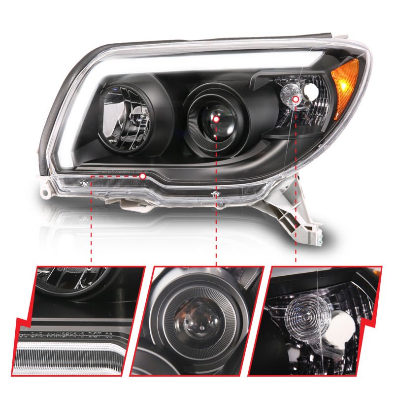 ANZO 06 - 09 Toyota 4 Runner Projector Headlights Plank Style - Black - CPC Performance