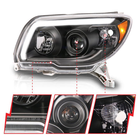 ANZO 06 - 09 Toyota 4 Runner Projector Headlights Plank Style - Black - CPC Performance