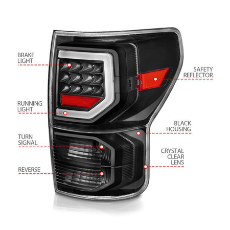 ANZO 07 - 11 Toyota Tundra Full LED Taillights Black Housing Clear Lens G2 (w/C light Bars) - CPC Performance