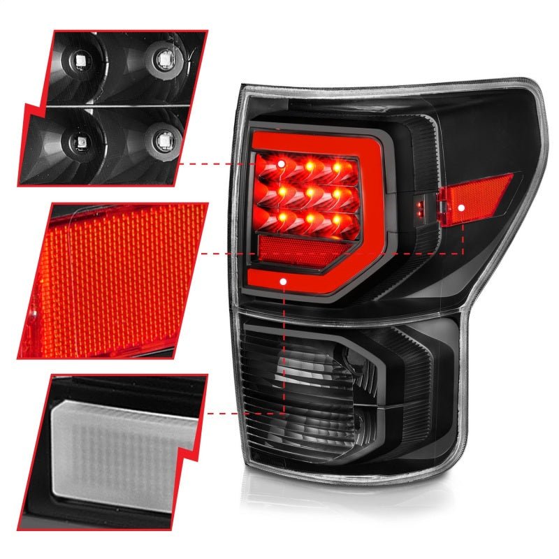 ANZO 07 - 11 Toyota Tundra Full LED Taillights Black Housing Clear Lens G2 (w/C light Bars) - CPC Performance