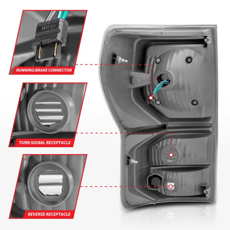 ANZO 07 - 11 Toyota Tundra Full LED Taillights Black Housing Clear Lens G2 (w/C light Bars) - CPC Performance