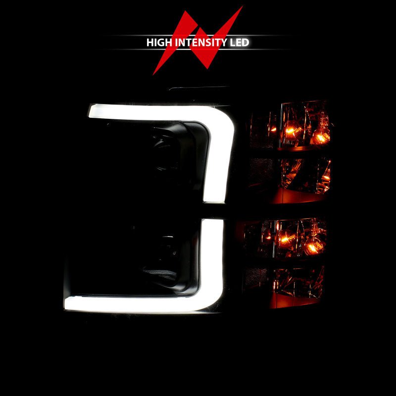 ANZO 07 - 13 Chevrolet Silverado 3500 Projector Headlights - Black Amber - CPC Performance