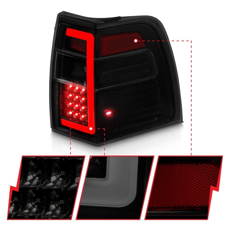 ANZO 07 - 17 Ford Expedition LED Taillights w/ Light Bar Black Housing Smoke Lens - CPC Performance
