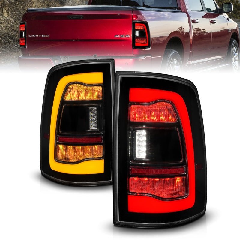 ANZO 09 - 18 Dodge Ram 1500 Sequential LED Taillights Smoke Black w/Switchback Amber Signal - CPC Performance