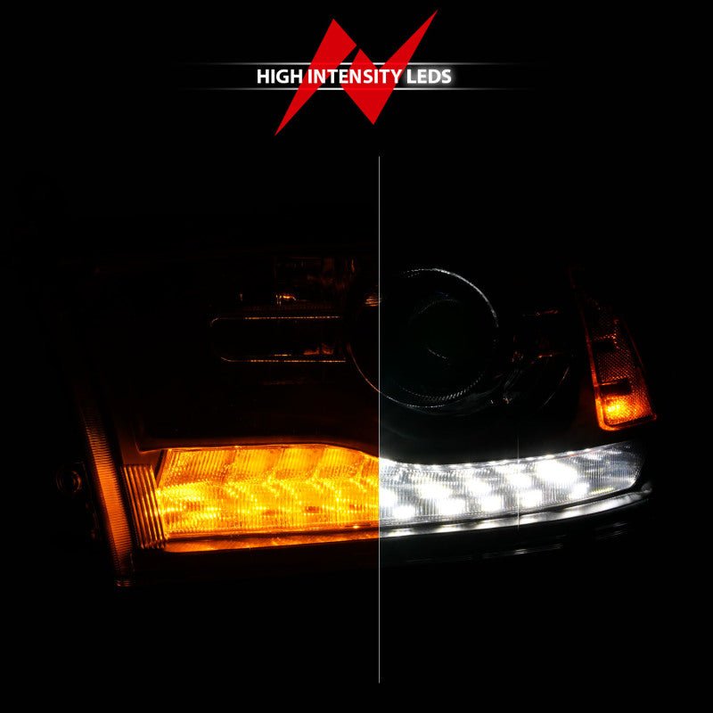 ANZO 09 - 18 Dodge Ram 1500/2500/3500 LED Plank Style Headlights Switchback + Sequential - Matte Black - CPC Performance