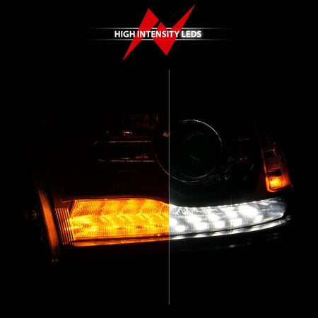 ANZO 09 - 18 Dodge Ram 1500/2500/3500 LED Plank Style Headlights Switchback + Sequential - Matte Black - CPC Performance