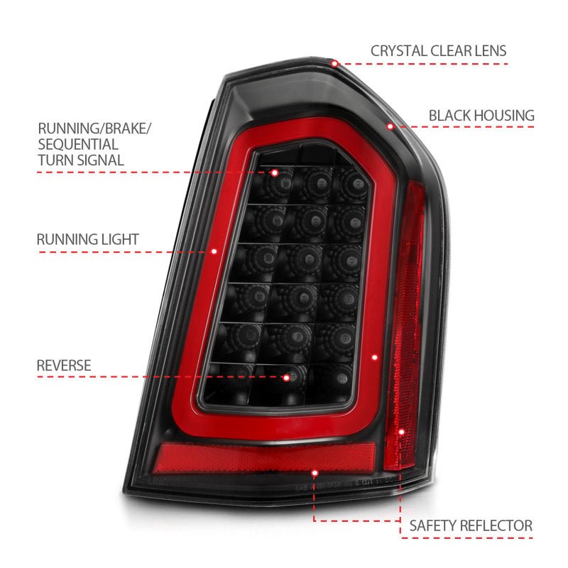 ANZO 11 - 14 Chrysler 300 LED Taillights Black w/ Sequential - CPC Performance