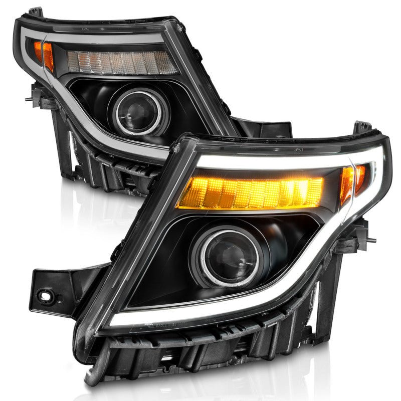 ANZO 11 - 15 Ford Explorer (w/Factory Halogen HL Only) Projector Headlights w/Light Bar Black Housing - CPC Performance