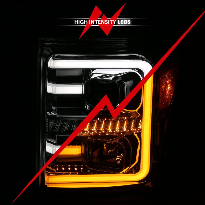 ANZO 11 - 16 Ford F - 250/F - 350/F - 450 Projector Headlights w/ Plank Style Switchback Chrome w/Amber - CPC Performance
